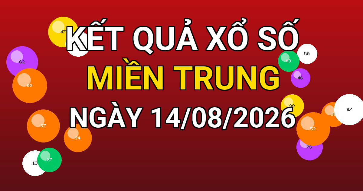Kết quả xổ số Miền Trung ngày 14/08/2026
