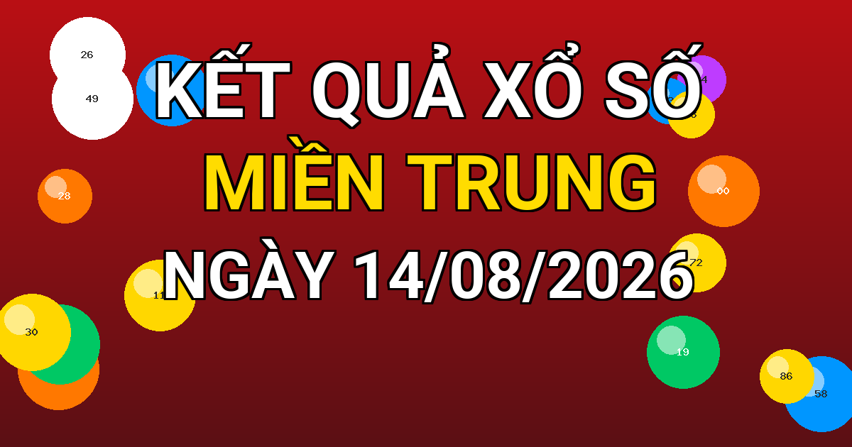 Kết quả xổ số Miền Trung ngày 14/08/2026
