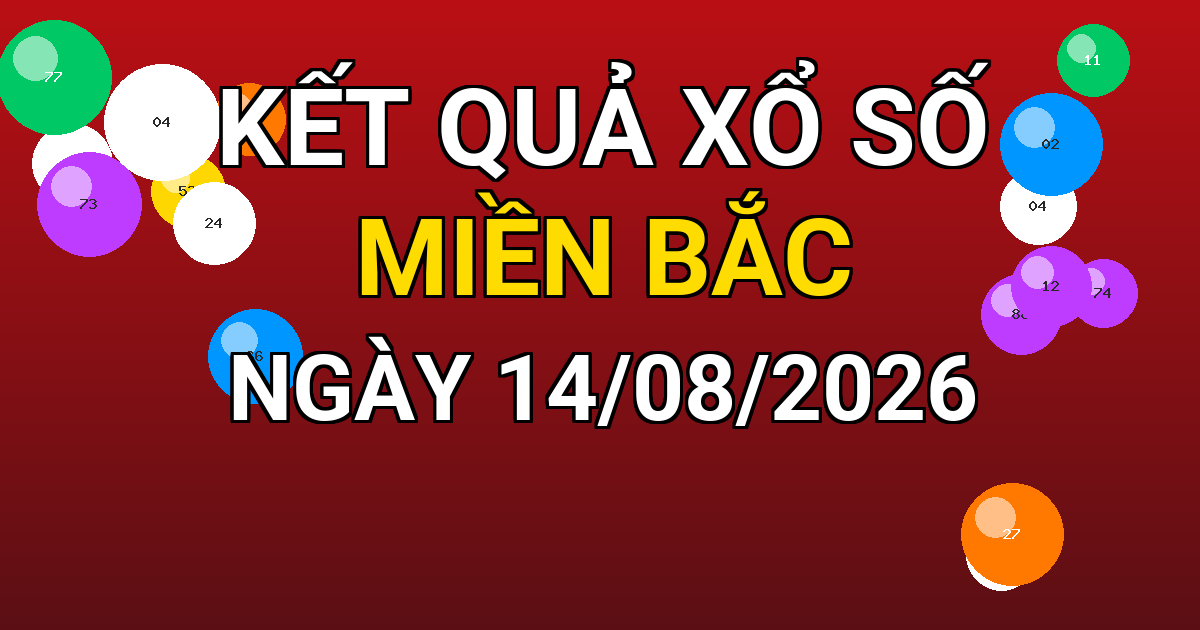 Kết quả xổ số Miền Bắc ngày 14/08/2026