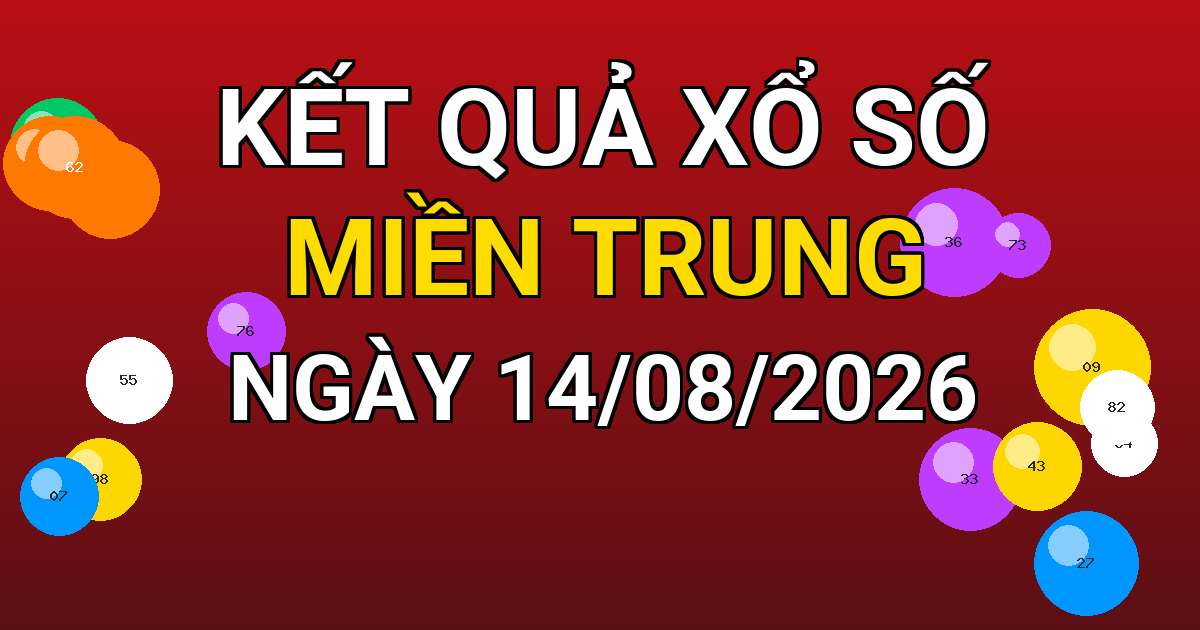 Kết quả xổ số Miền Trung ngày 14/08/2026