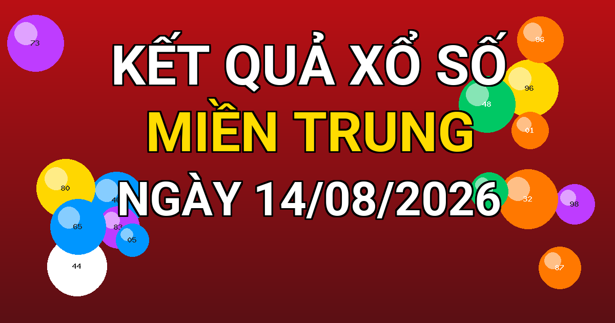 Kết quả xổ số Miền Trung ngày 14/08/2026