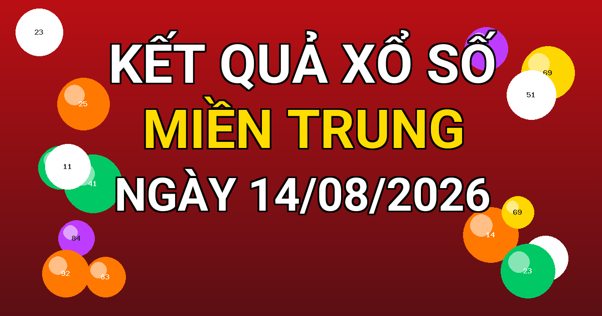 Kết quả xổ số Miền Trung ngày 14/08/2026