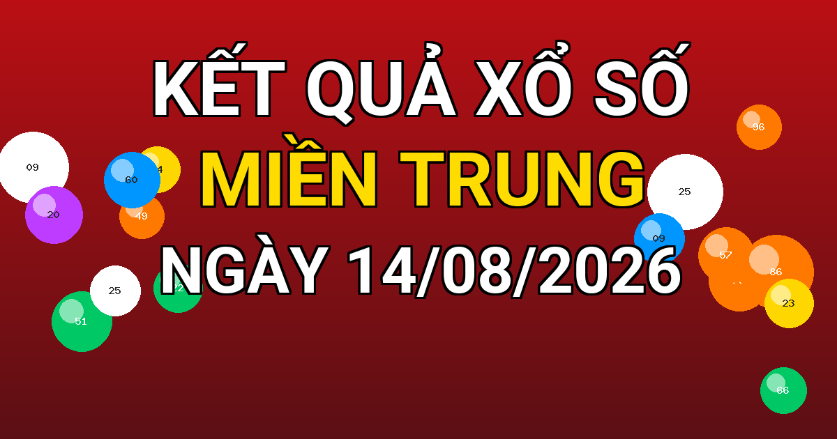 Kết quả xổ số Miền Trung ngày 14/08/2026