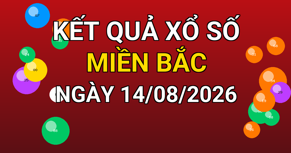 Kết quả xổ số Miền Bắc ngày 14/08/2026