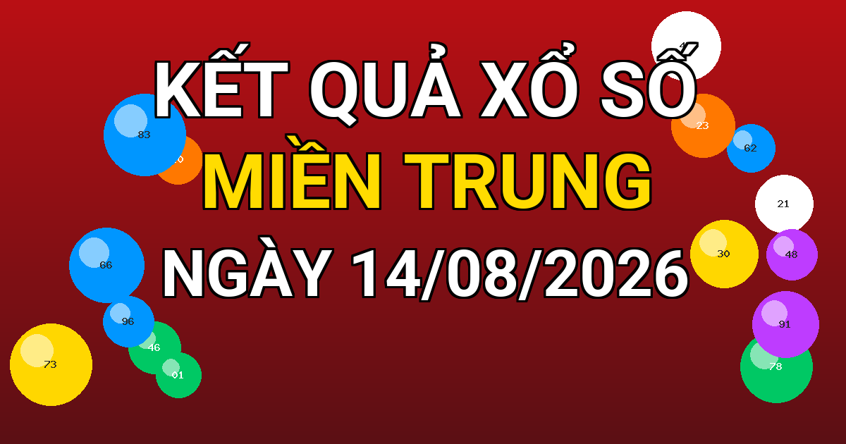 Kết quả xổ số Miền Trung ngày 14/08/2026