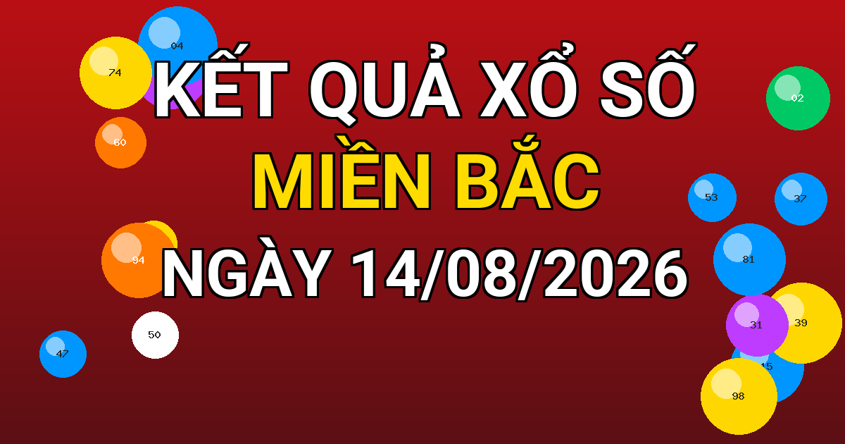 Kết quả xổ số Miền Bắc ngày 14/08/2026