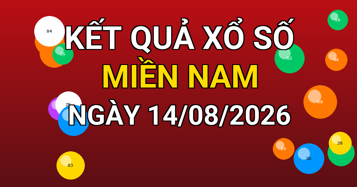 Kết quả xổ số Miền Nam ngày 14/08/2026