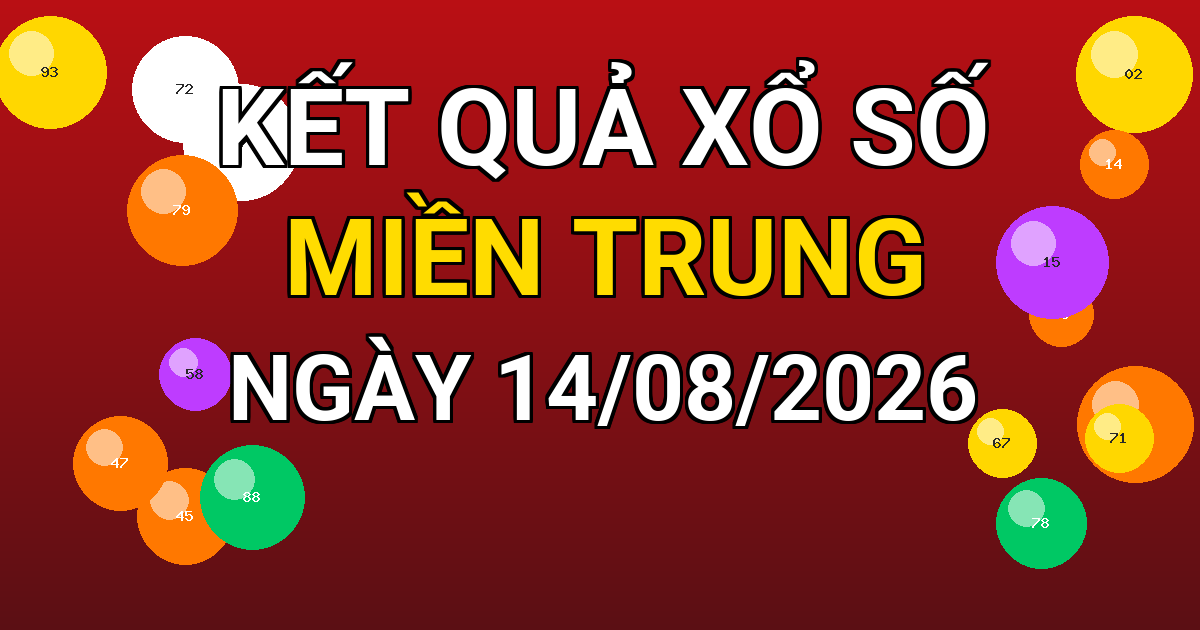 Kết quả xổ số Miền Trung ngày 14/08/2026