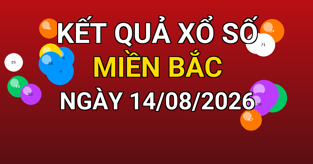 Kết quả xổ số Miền Bắc ngày 14/08/2026