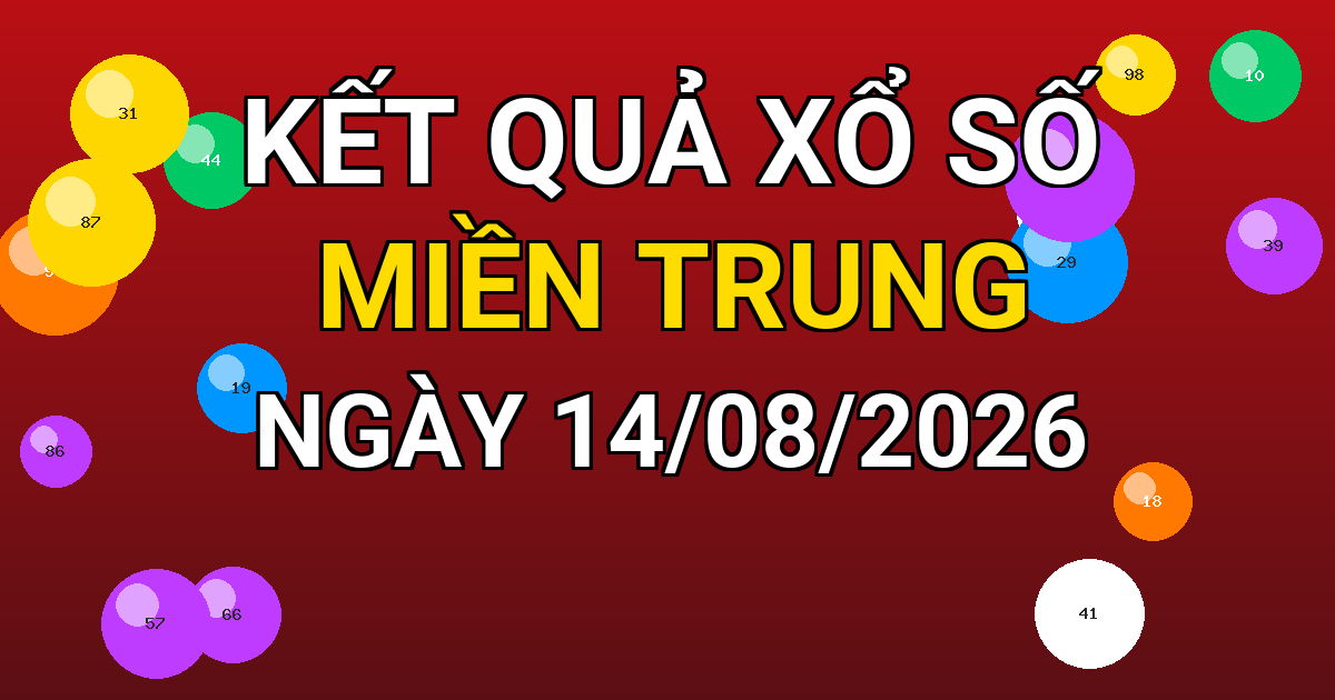 Kết quả xổ số Miền Trung ngày 14/08/2026