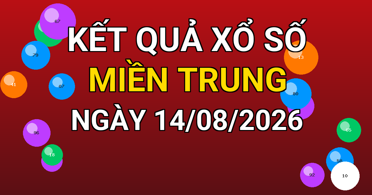Kết quả xổ số Miền Trung ngày 14/08/2026