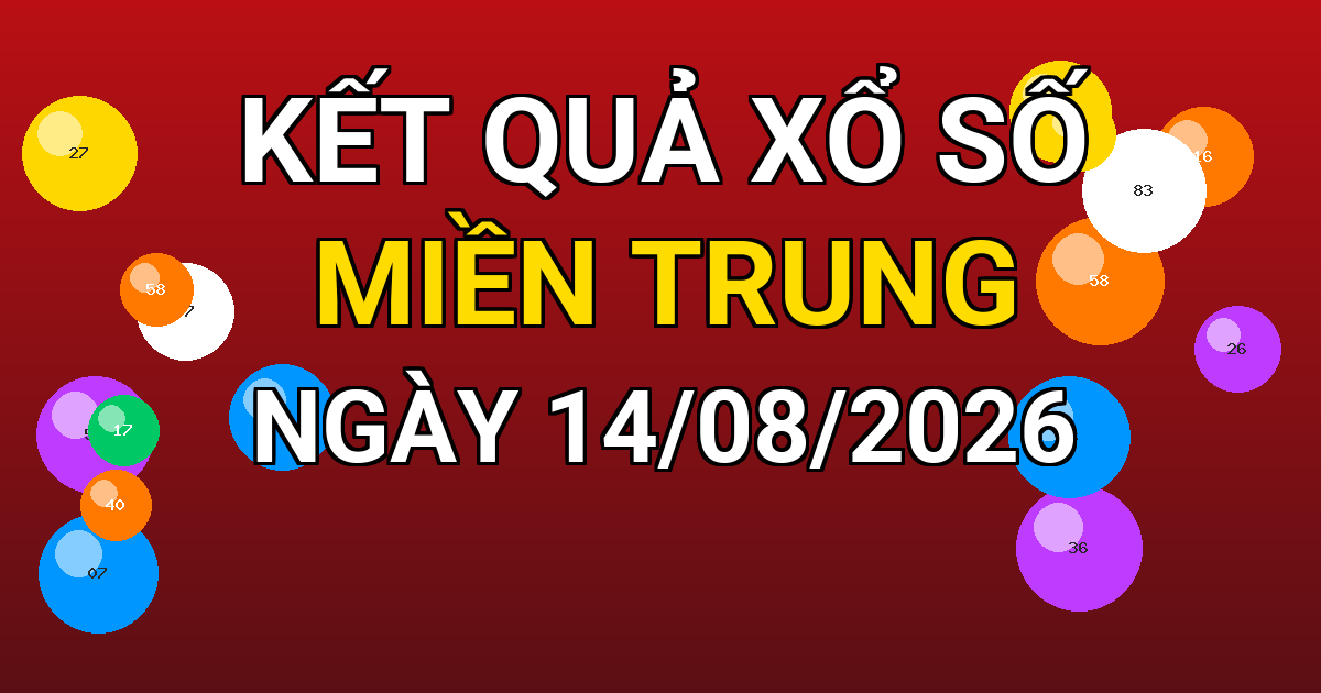 Kết quả xổ số Miền Trung ngày 14/08/2026