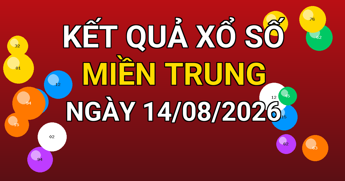 Kết quả xổ số Miền Trung ngày 14/08/2026