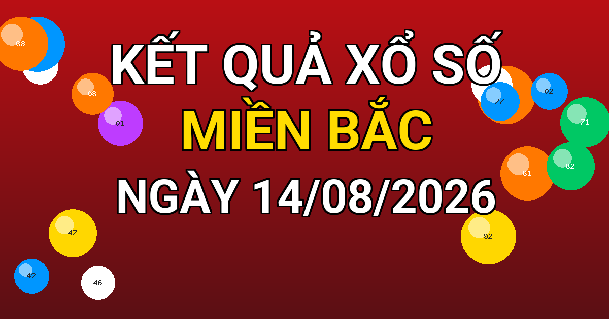 Kết quả xổ số Miền Bắc ngày 14/08/2026