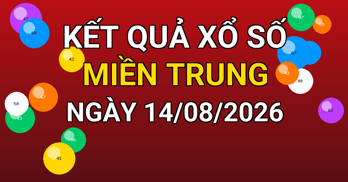 Kết quả xổ số Miền Trung ngày 14/08/2026