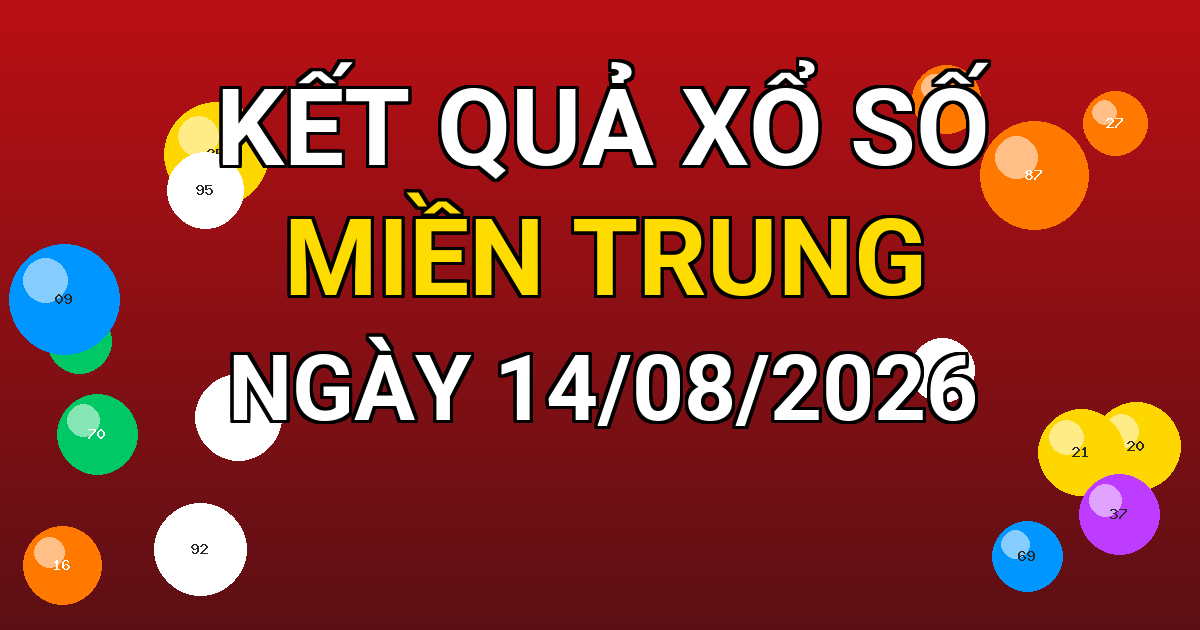 Kết quả xổ số Miền Trung ngày 14/08/2026