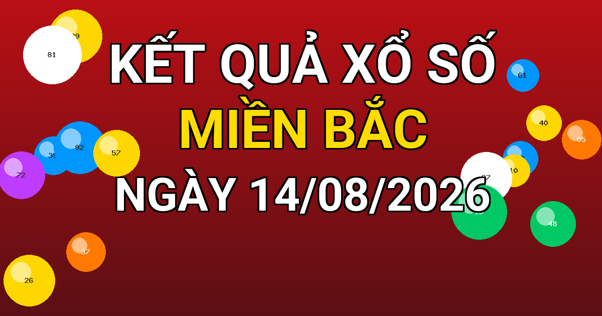 Kết quả xổ số Miền Bắc ngày 14/08/2026