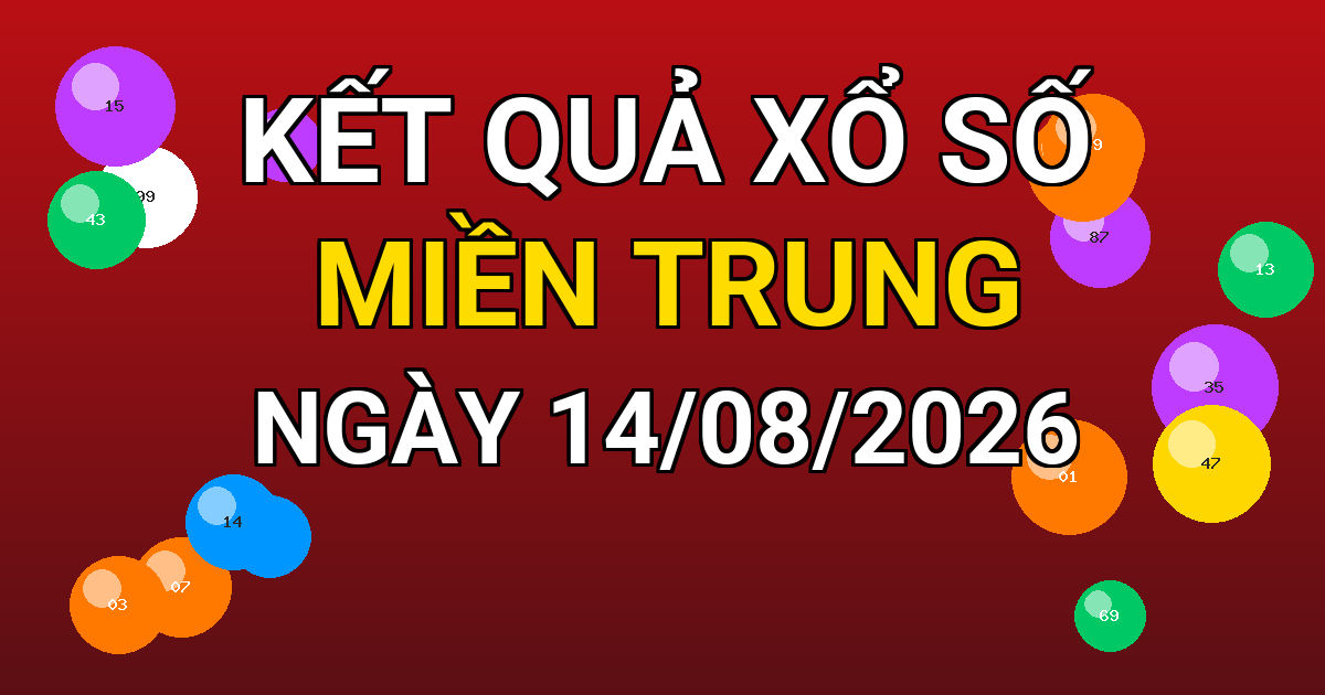 Kết quả xổ số Miền Trung ngày 14/08/2026