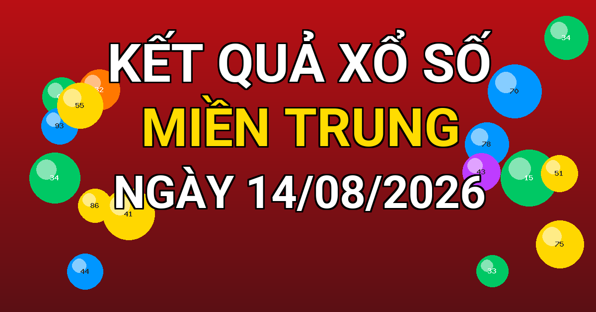 Kết quả xổ số Miền Trung ngày 14/08/2026