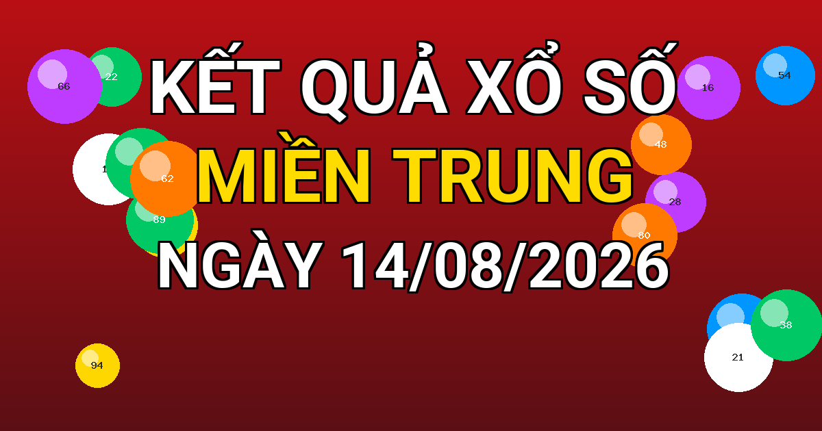 Kết quả xổ số Miền Trung ngày 14/08/2026