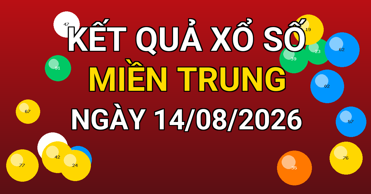 Kết quả xổ số Miền Trung ngày 14/08/2026