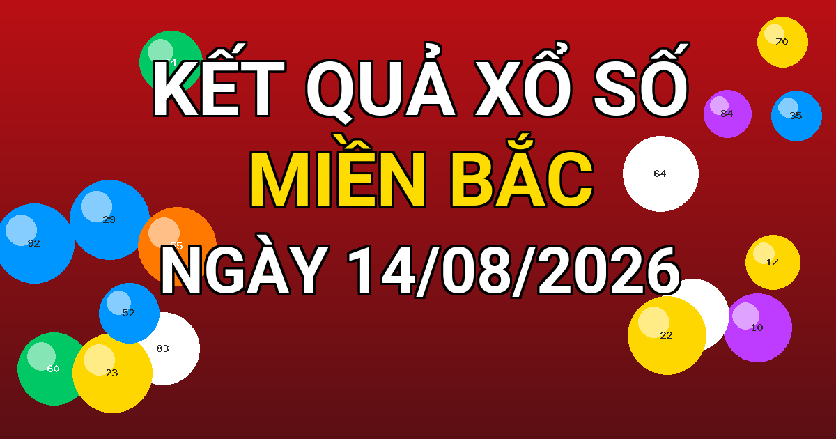 Kết quả xổ số Miền Bắc ngày 14/08/2026