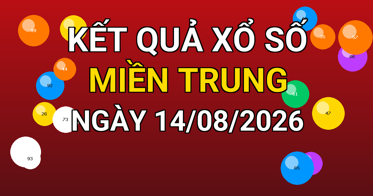 Kết quả xổ số Miền Trung ngày 14/08/2026