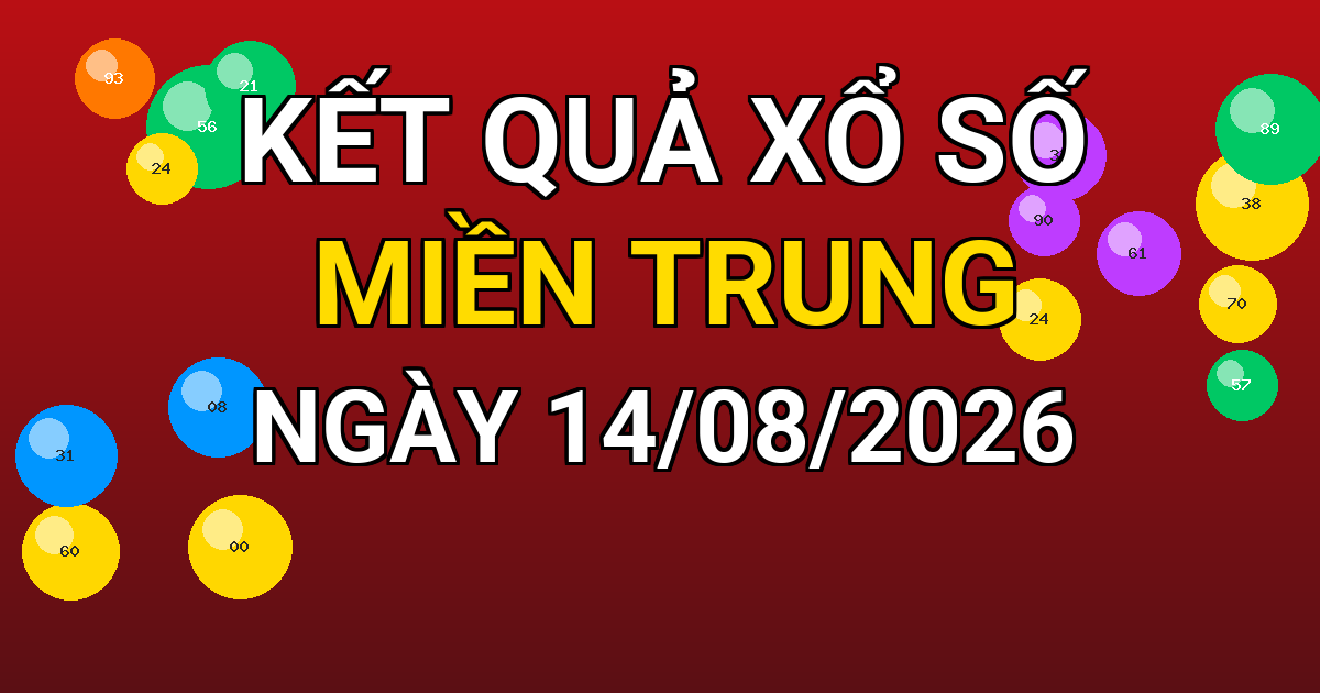 Kết quả xổ số Miền Trung ngày 14/08/2026
