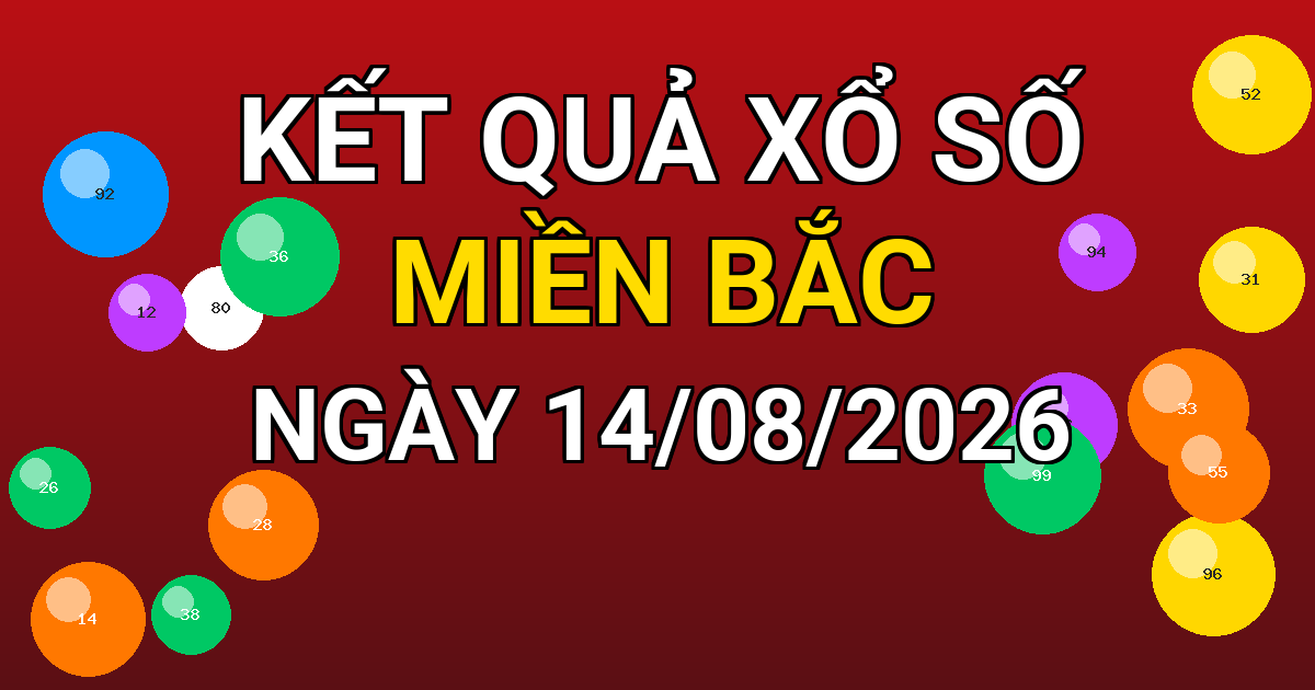 Kết quả xổ số Miền Bắc ngày 14/08/2026
