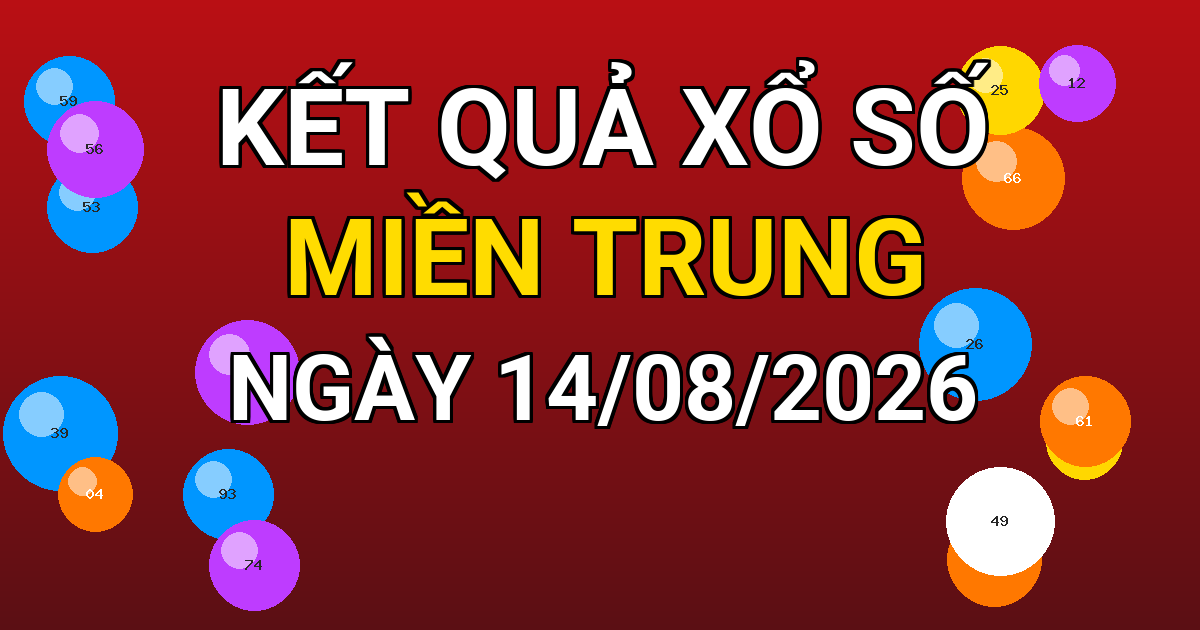 Kết quả xổ số Miền Trung ngày 14/08/2026