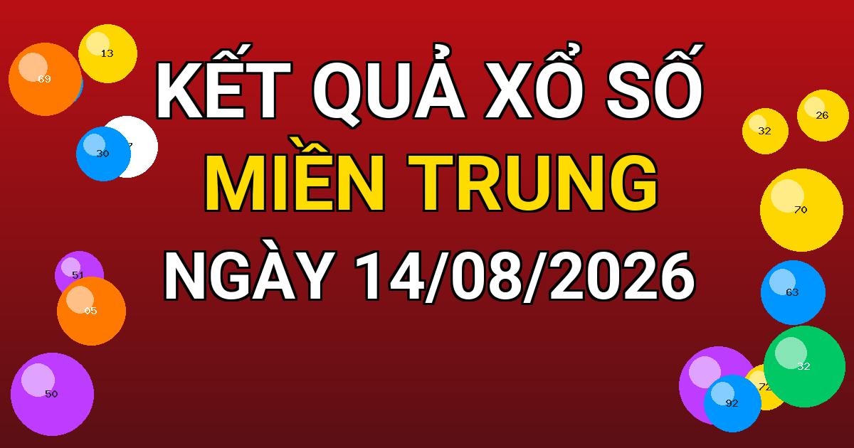 Kết quả xổ số Miền Trung ngày 14/08/2026