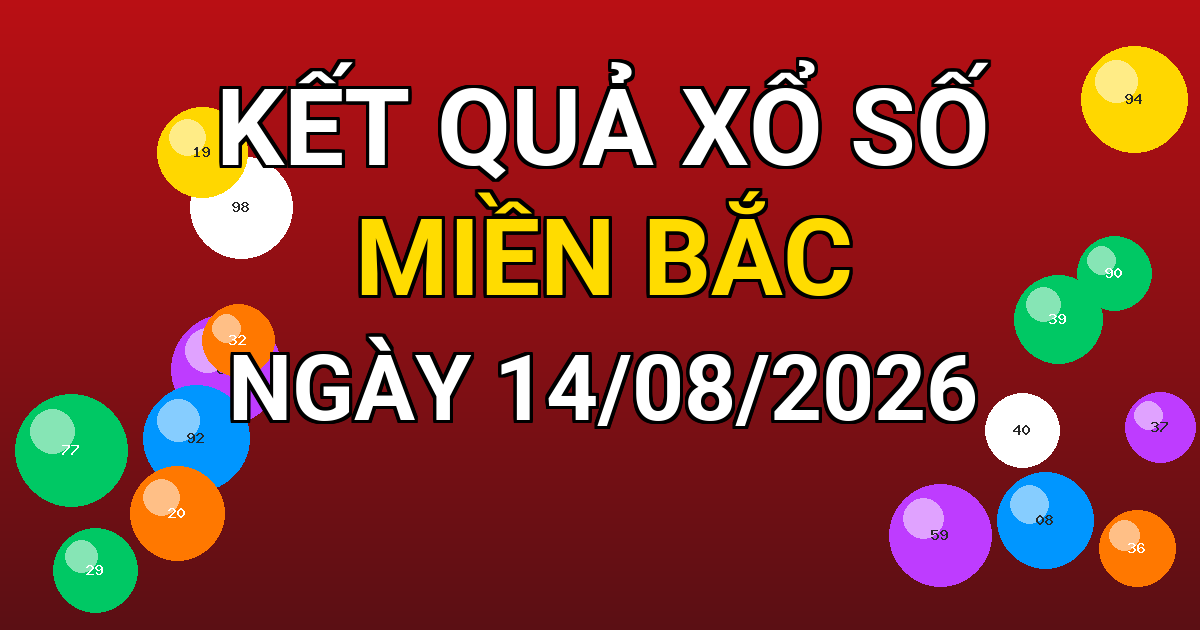Kết quả xổ số Miền Bắc ngày 14/08/2026