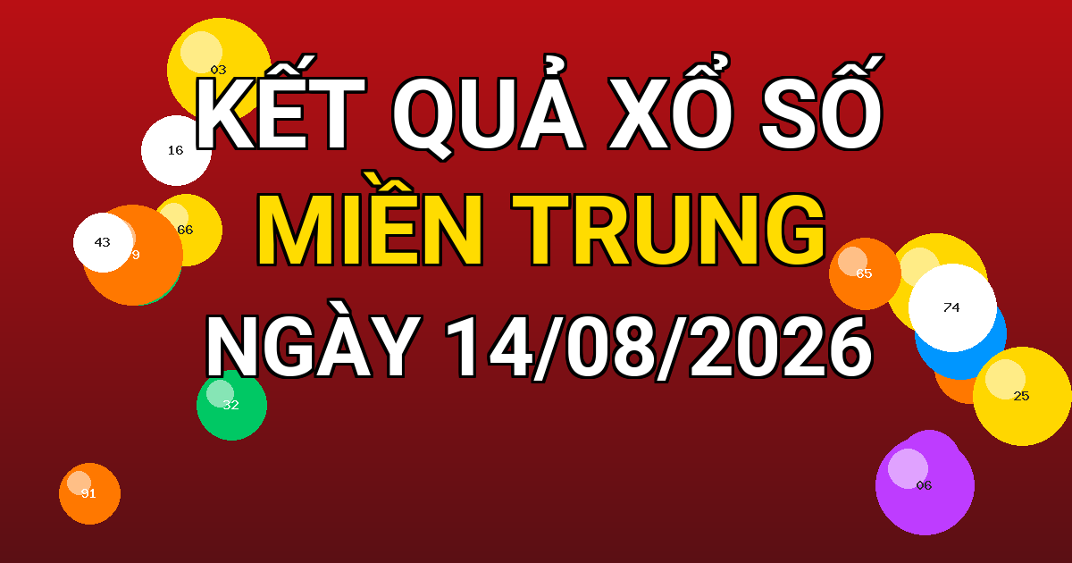 Kết quả xổ số Miền Trung ngày 14/08/2026