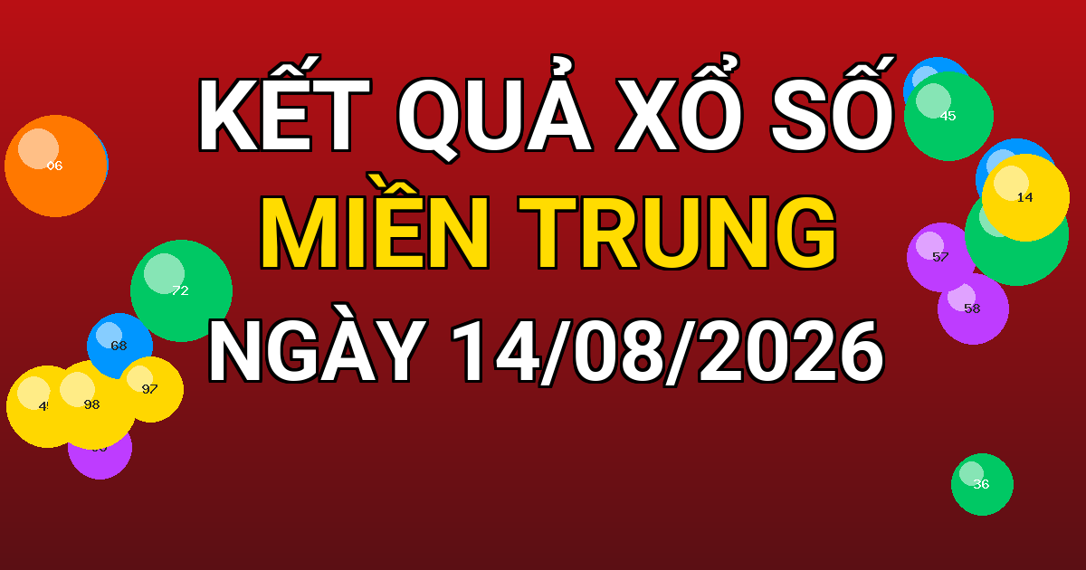 Kết quả xổ số Miền Trung ngày 14/08/2026