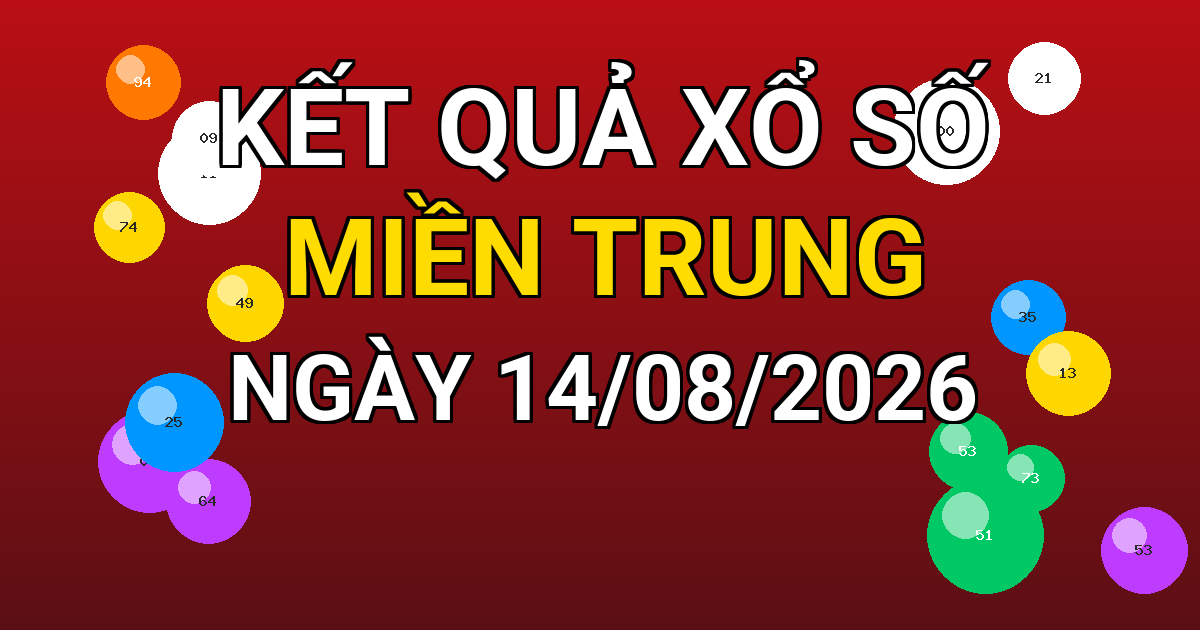 Kết quả xổ số Miền Trung ngày 14/08/2026
