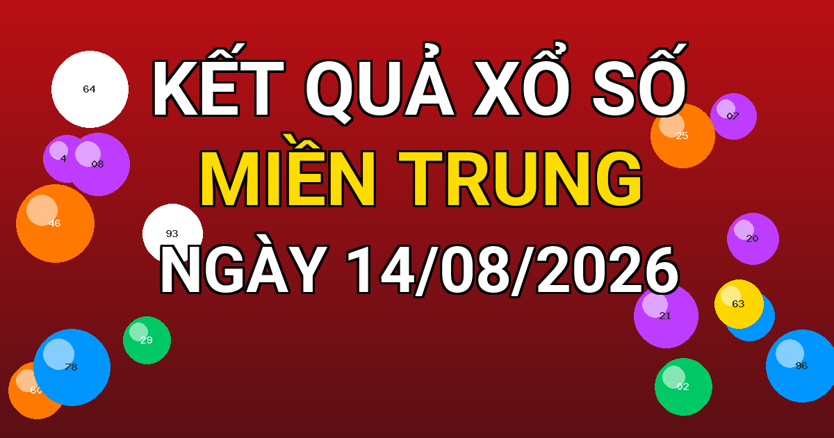 Kết quả xổ số Miền Trung ngày 14/08/2026