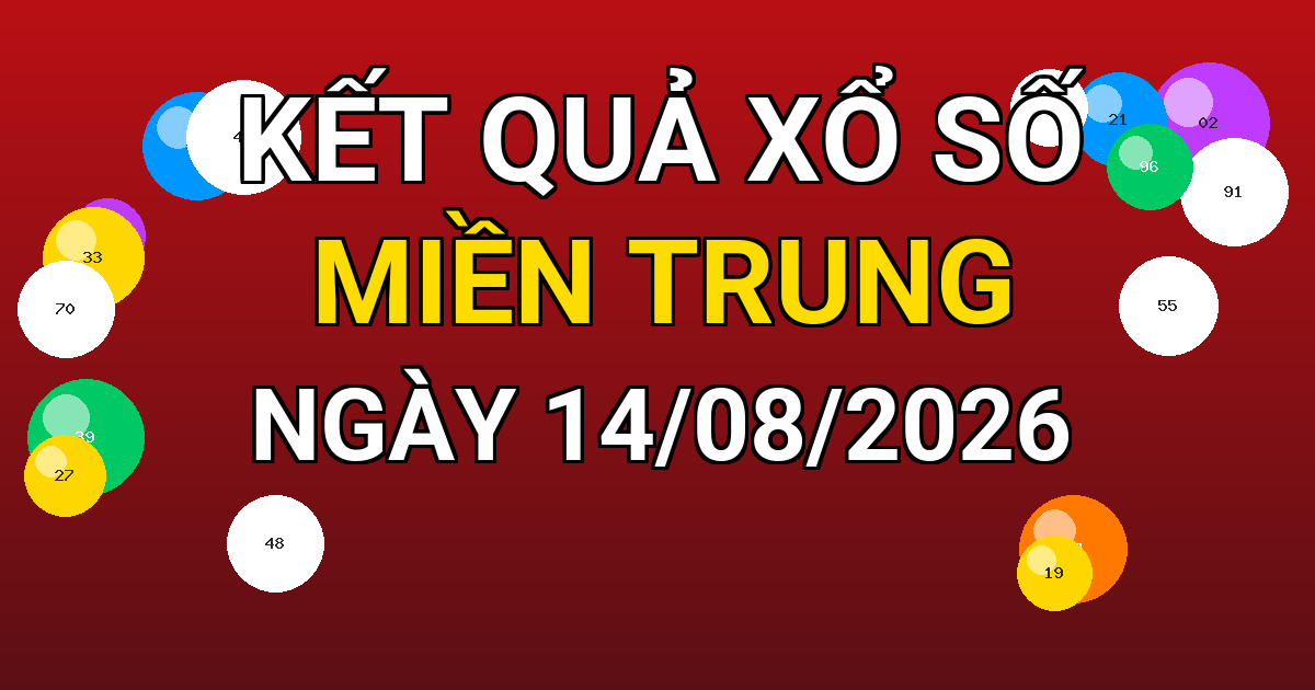 Kết quả xổ số Miền Trung ngày 14/08/2026