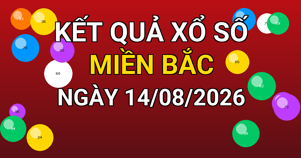 Kết quả xổ số Miền Bắc ngày 14/08/2026