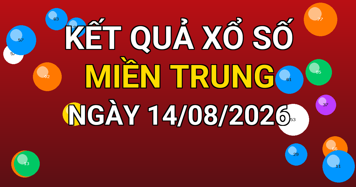 Kết quả xổ số Miền Trung ngày 14/08/2026