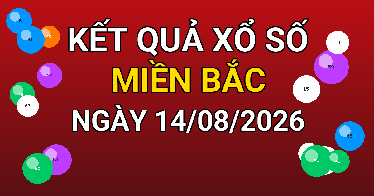 Kết quả xổ số Miền Bắc ngày 14/08/2026