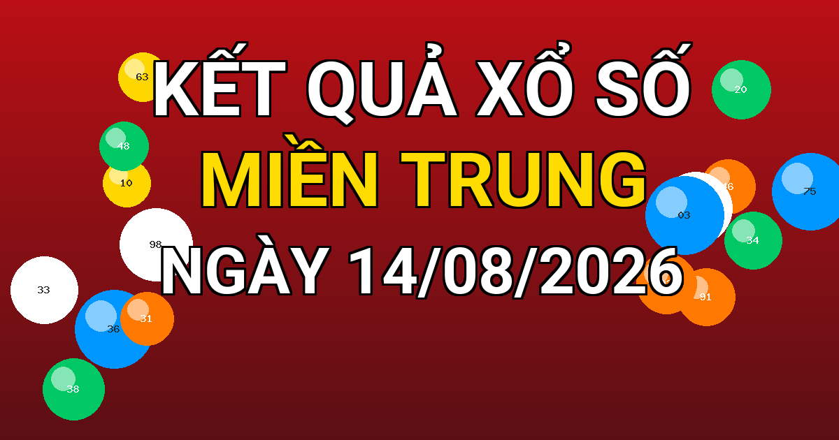 Kết quả xổ số Miền Trung ngày 14/08/2026