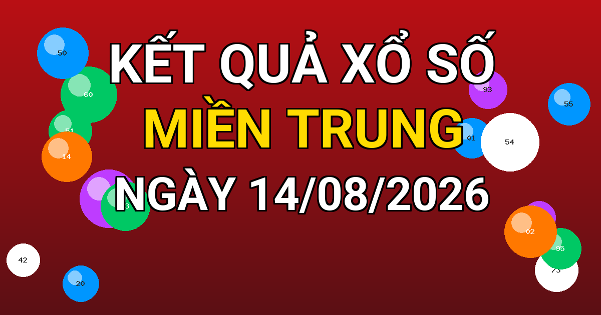 Kết quả xổ số Miền Trung ngày 14/08/2026