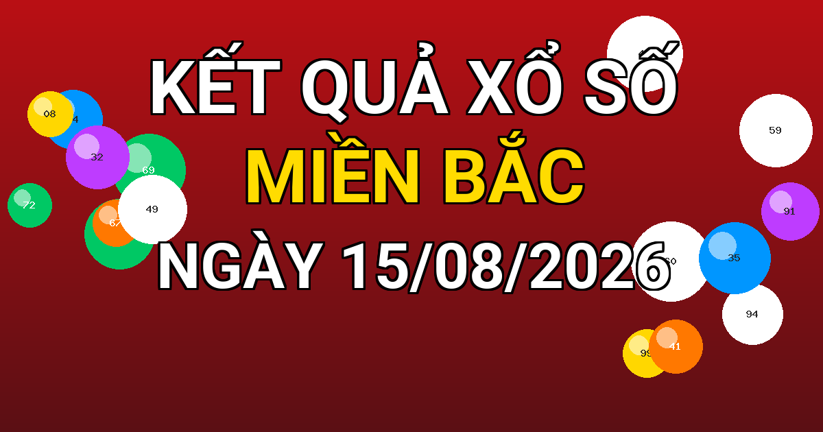 Kết quả xổ số Miền Bắc ngày 15/08/2026