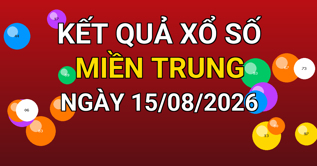 Kết quả xổ số Miền Trung ngày 15/08/2026