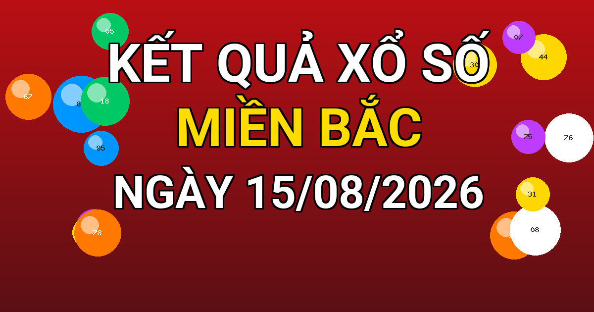 Kết quả xổ số Miền Bắc ngày 15/08/2026