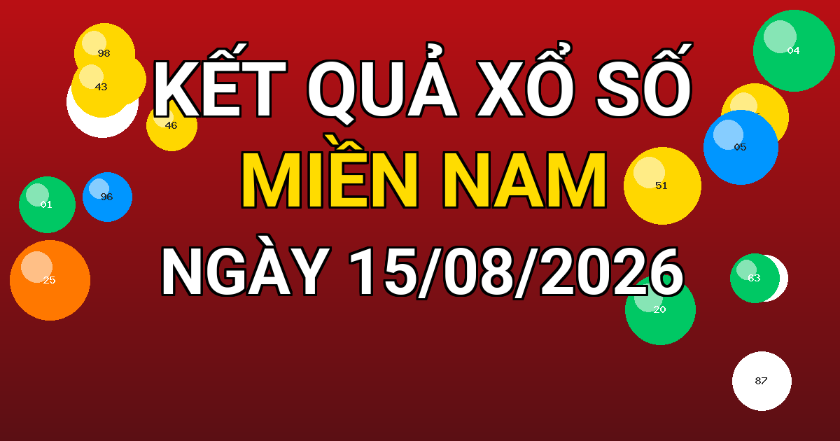 Kết quả xổ số Miền Nam ngày 15/08/2026