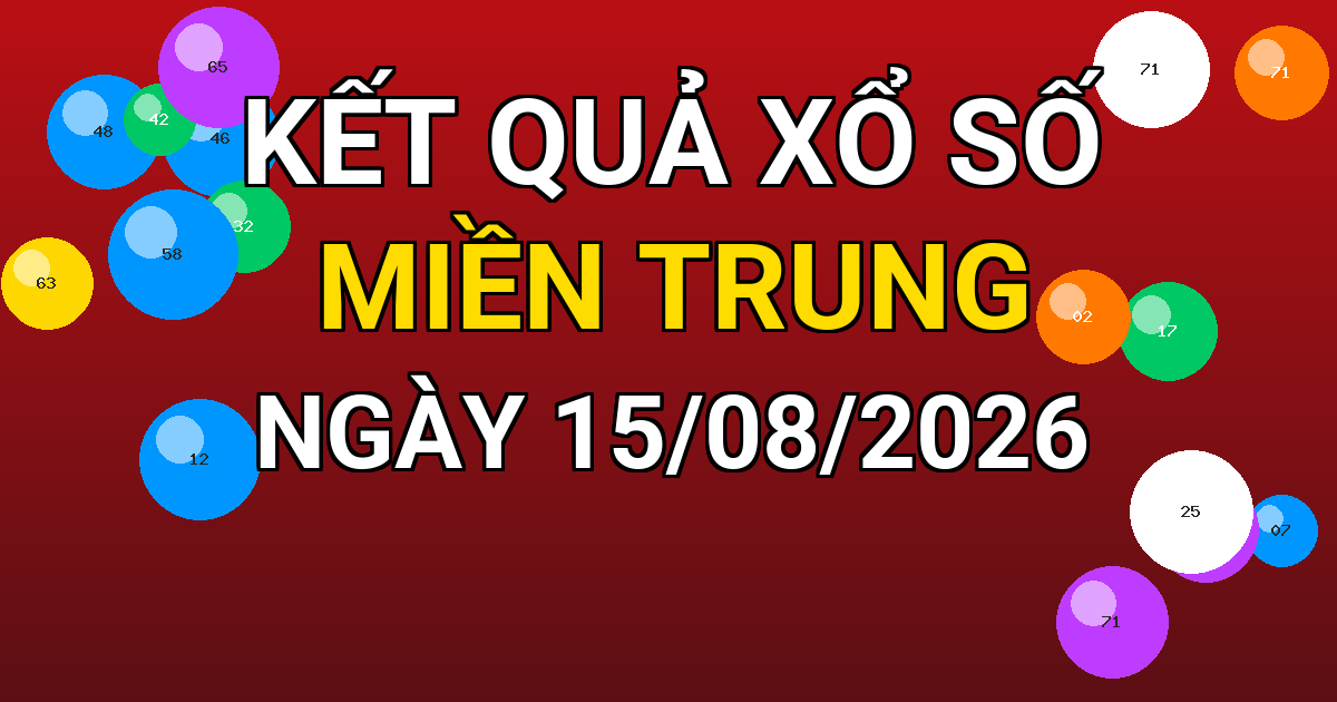 Kết quả xổ số Miền Trung ngày 15/08/2026