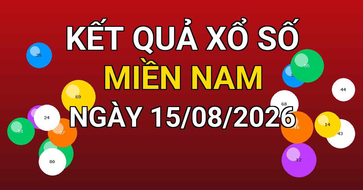 Kết quả xổ số Miền Nam ngày 15/08/2026