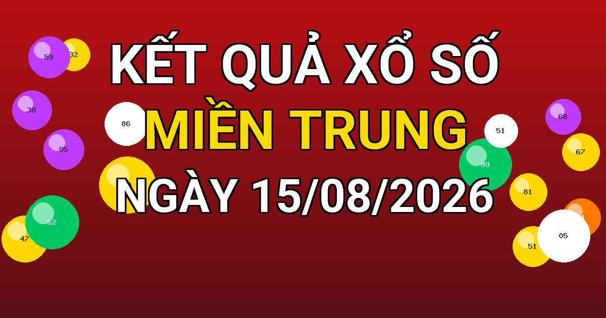 Kết quả xổ số Miền Trung ngày 15/08/2026