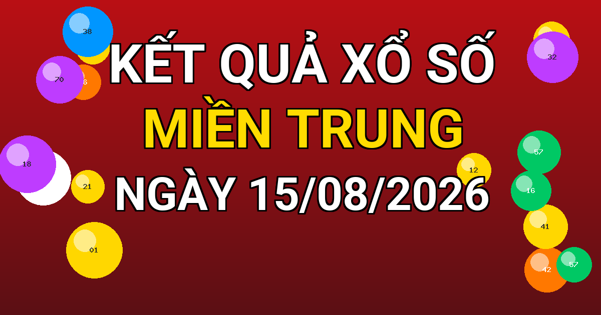 Kết quả xổ số Miền Trung ngày 15/08/2026